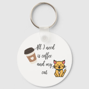 Funny kaffe- och kattnyckelkedja nyckelring
