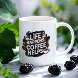 Funny kaffe som ges mugg - Life Happens kaffe