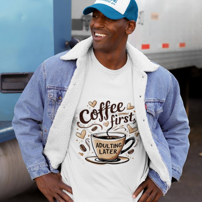 Funny kaffe som ges Skirt - Kaffe första offert T Shirt (Skapare uppladdad)