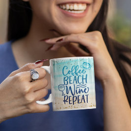 Funny kaffebeach Vin Repeat Glitter Personalize Kaffemugg