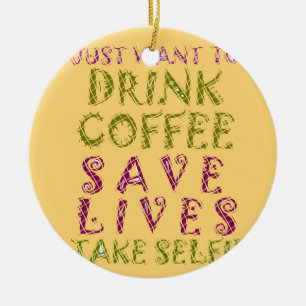Funny kaffedesign för självfiber julgransprydnad keramik
