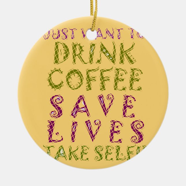 Funny kaffedesign för självfiber julgransprydnad keramik (Framsidan)