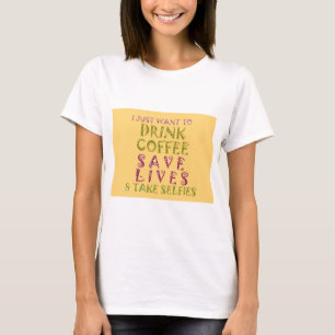 Funny kaffedesign för självfiber tee shirt
