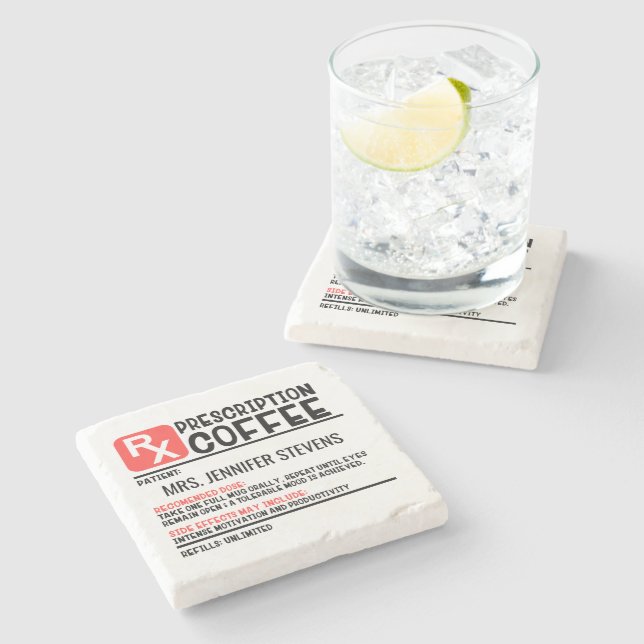 Funny kaffeförskrivning Personlig Namn Stenunderlägg (Sidan)