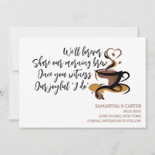 Funny kaffetema bröllop spara datum design I Inbjudningar