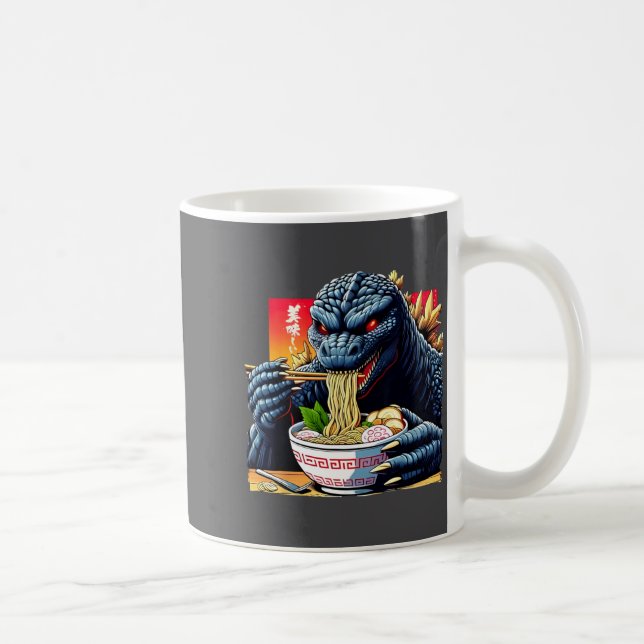 Funny Kaiju Eating Ramen Japanese Monster Lover Bi Kaffemugg (Höger)