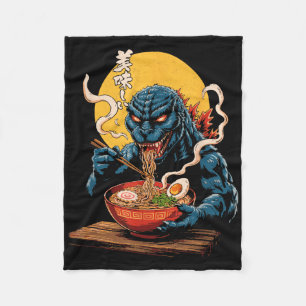 Funny Kaiju Eating Ramen Japansk Monster Älskare B Fleecefilt