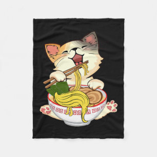 Funny Kamala Anime Cat Eating Ramen Trump Noodles Fleecefilt