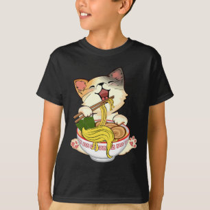 Funny Kamala Anime Cat Eating Ramen Trump Noodles T Shirt