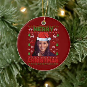 Funny Kamala Harris 2024 God jul Julafton Gift Julgransprydnad Keramik
