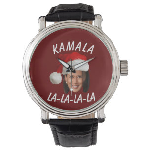 Funny Kamala Harris Ansikte Santa Hat jul Armbandsur