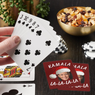 Funny Kamala Harris Ansikte Santa Hat jul Casinokort