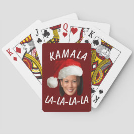 Funny Kamala Harris Ansikte Santa Hat jul Casinokort