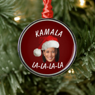 Funny Kamala Harris Ansikte Santa Hat jul Julgransprydnad Metall