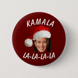 Funny Kamala Harris Ansikte Santa Hat jul Knapp