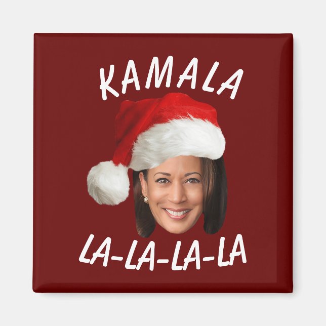 Funny Kamala Harris Ansikte Santa Hat jul Magnet (Framsidan)