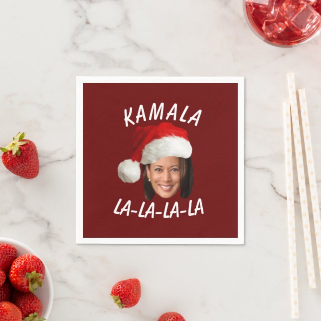 Funny Kamala Harris Ansikte Santa Hat jul Pappersservett (Insitu)