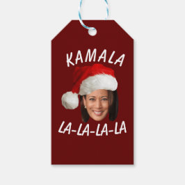 Funny Kamala Harris Ansikte Santa Hat jul Presentetikett
