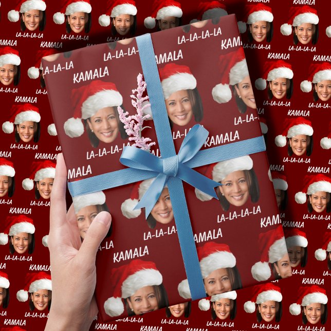Funny Kamala Harris Ansikte Santa Hat jul Presentpapper (Skapare uppladdad)