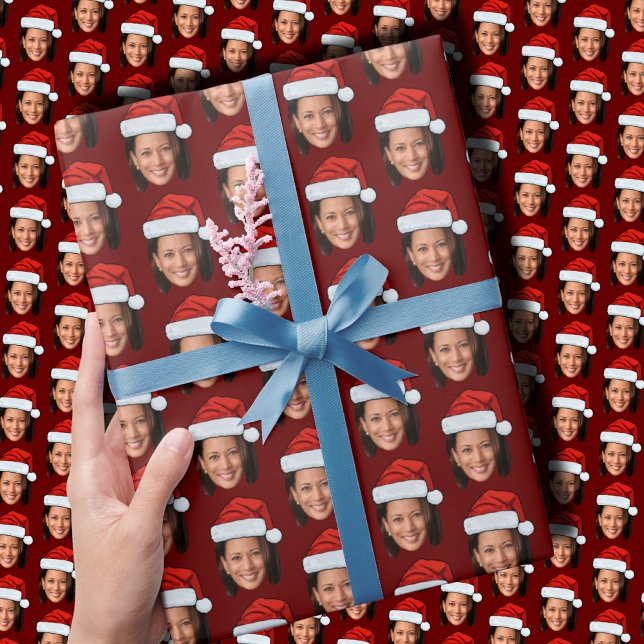 Funny Kamala Harris Ansikte Santa Hat jul Presentpapper (Skapare uppladdad)