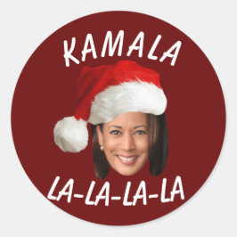 Funny Kamala Harris Ansikte Santa Hat jul Runt Klistermärke