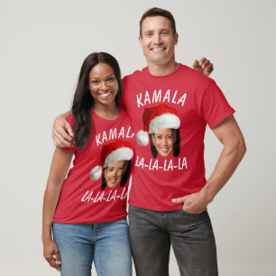 Funny Kamala Harris Ansikte Santa Hat jul T Shirt