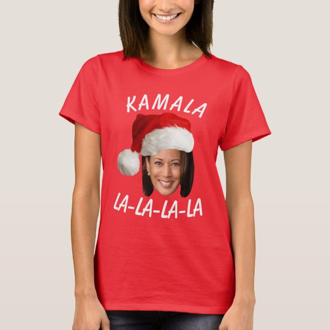 Funny Kamala Harris Ansikte Santa Hat jul T Shirt (Framsida)