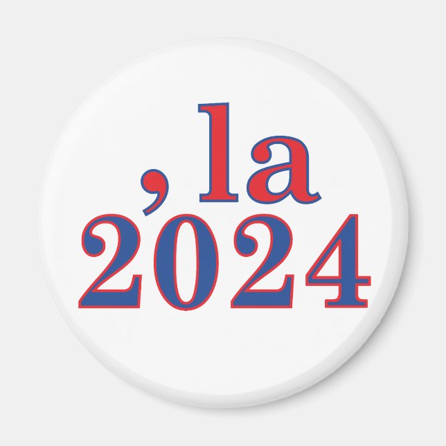 Funny Kamala Harris Comma La 2024 Magnet (Framsidan)