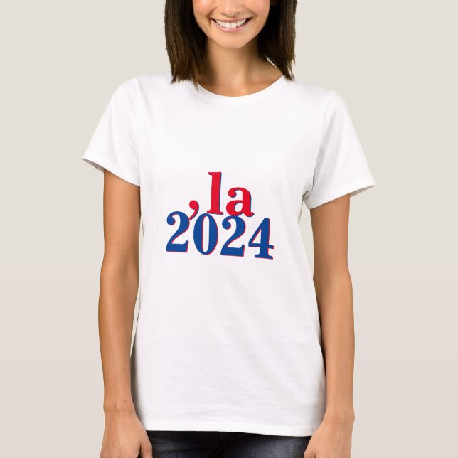 Funny Kamala Harris Comma La 2024 T Shirt (Framsida)