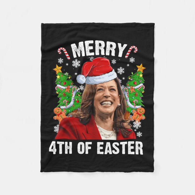 Funny Kamala Harris jul Santa Hat Merry 4:e Fleecefilt (Framsidan)