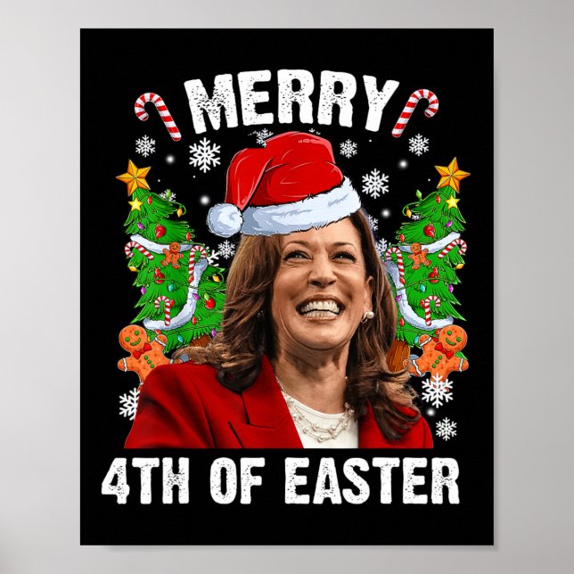Funny Kamala Harris jul Santa Hat Merry 4:e Poster (Framsidan)