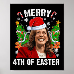 Funny Kamala Harris jul Santa Hat Merry 4:e Poster