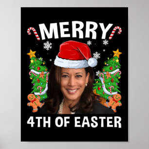 Funny Kamala Harris jul Santa Hat Merry 4:e Poster
