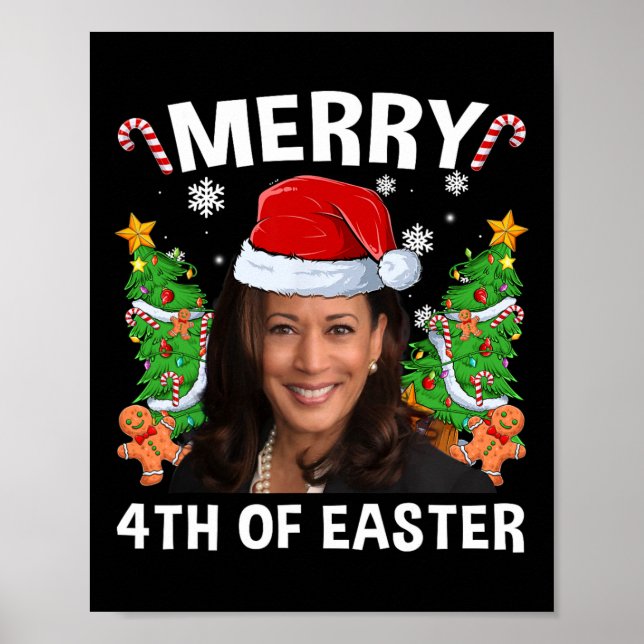 Funny Kamala Harris jul Santa Hat Merry 4:e Poster (Framsidan)