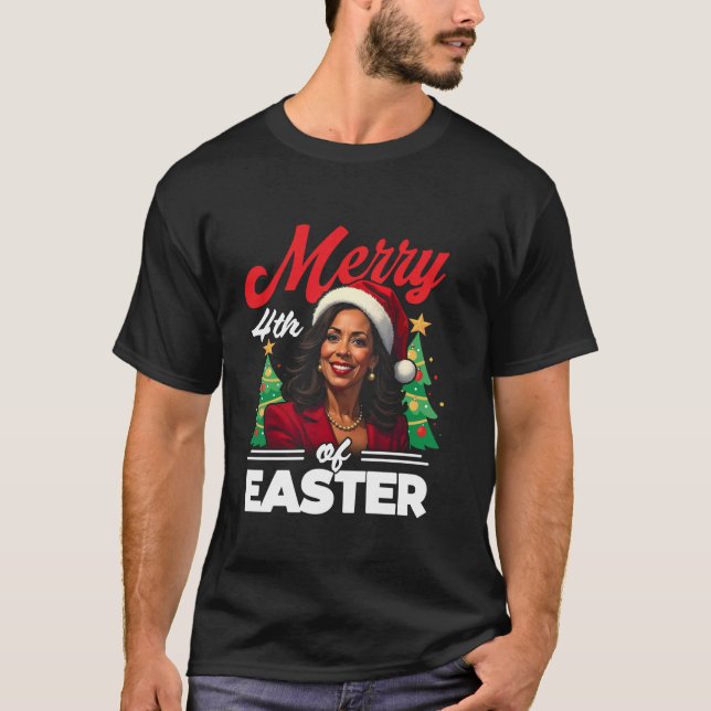 Funny Kamala Harris jul Santa Hat Merry 4:e T Shirt (Framsida)