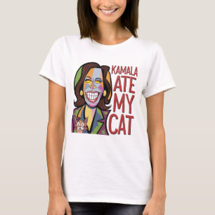 Funny Kamala Harris och Skrämt Cat Satire T Shirt