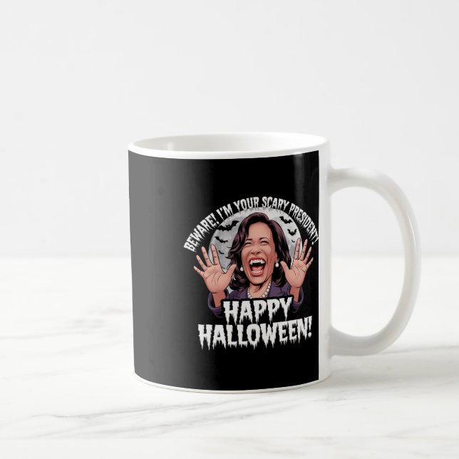 Funny Kamala Harris Scary Halloween Gag President Kaffemugg (Höger)