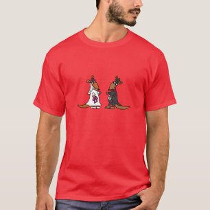 Funny Kangaroo Bride och Groom Bröllop Design Tee Shirt
