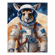 Funny Kangaroo i Astronaut Kostym i Rymden