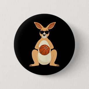 Funny Kangaroo Wearing Sungles Spela Basketball Knapp