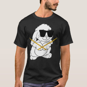 Funny kanin Wearing Sunglasses Spela Drums T Shirt