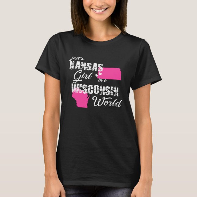 Funny Kansas Shirts Just a Kansas girl in a Wiscon T Shirt (Framsida)