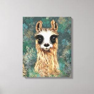 Funny Kanvastryck Lycklig Nyfiken Llama - Målning