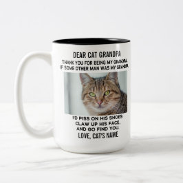 Funny Kära Cat Grandpa | Anpassningsbar Kats foto Två-Tonad Mugg