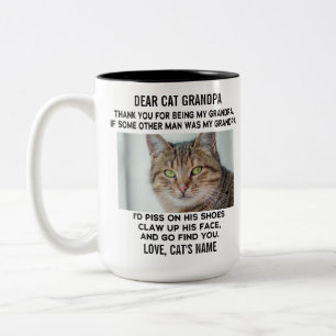 Funny Kära Cat Grandpa Anpassningsbar Kats foto Två-Tonad Mugg