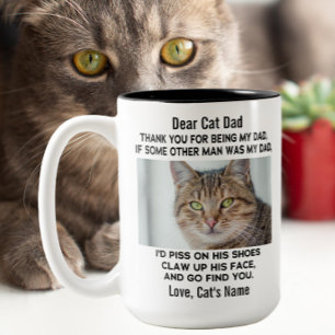 Funny Kära Cat Pappa   Anpassningsbar Kats foto oc Två-Tonad Mugg