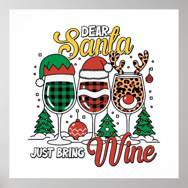 Funny Kära Santa vin Poster (Framsidan)