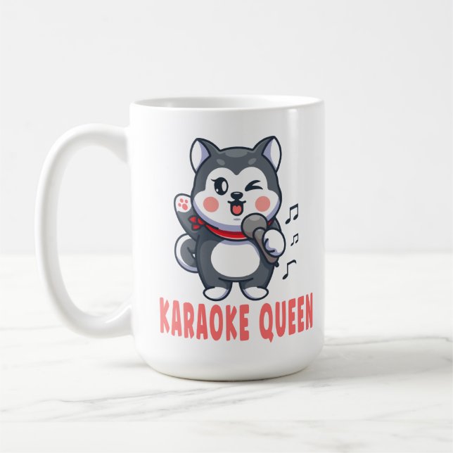 Funny Karaoke Gift Hund älskare Siberian husky Tra Kaffemugg (Vänster)