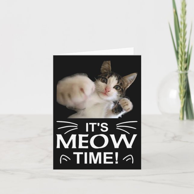 Funny Karate Boxing Cat Meow Time T Shirt Tee Shir Kort (Framsida)