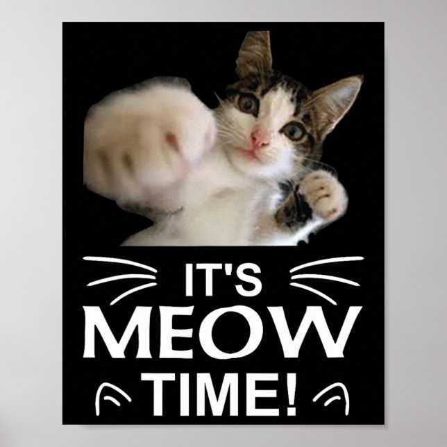 Funny Karate Boxing Cat Meow Time T Shirt Tee Shir Poster (Framsidan)